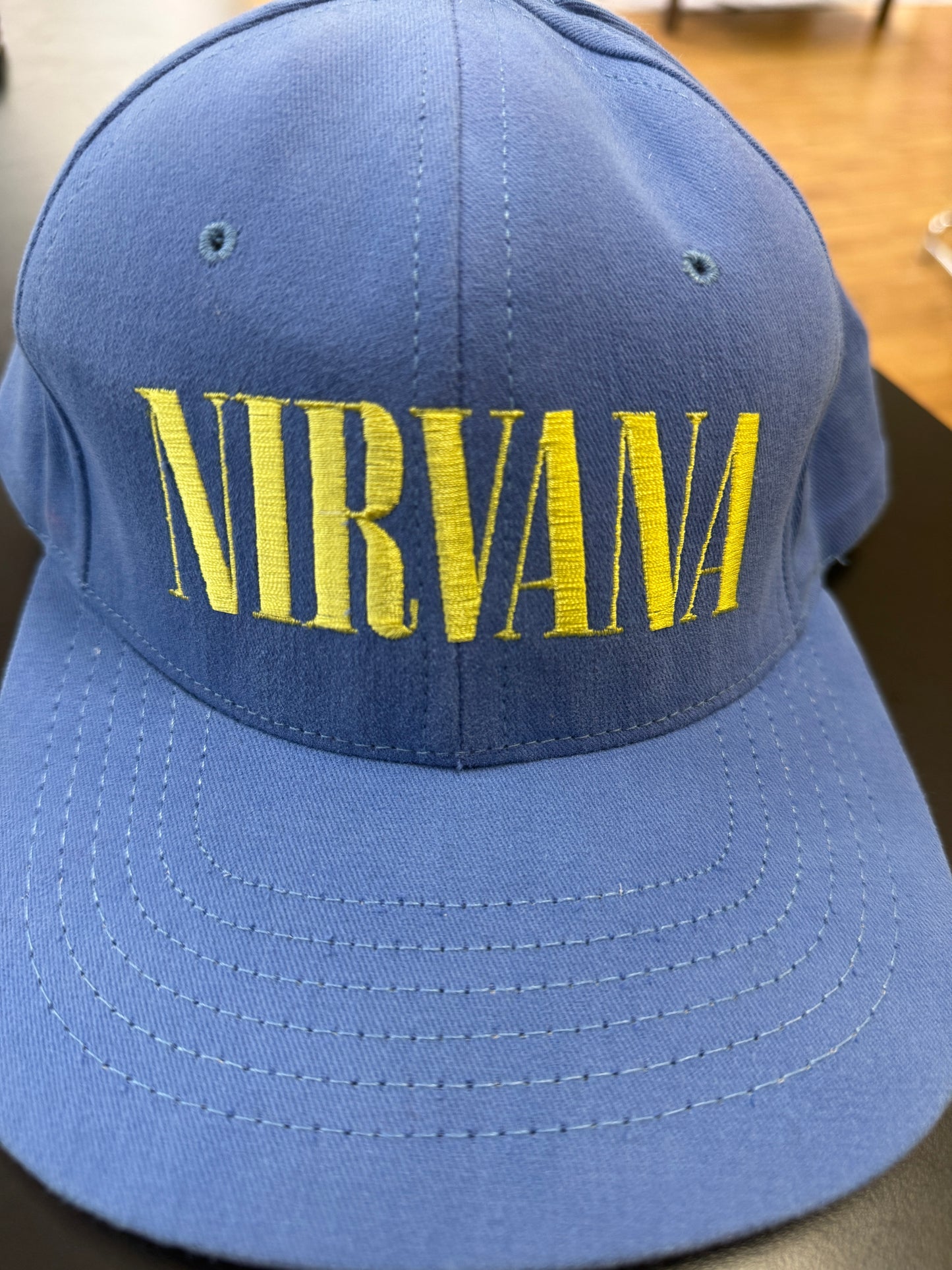 Vintage 1991 Nirvana Nevermind Tour Promo Baby Blue Band Snapback Hat 90s