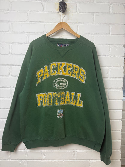 Vintage 90s Green Bay Packers NFL Football Graphic Crewneck Sweatshirt Size XL