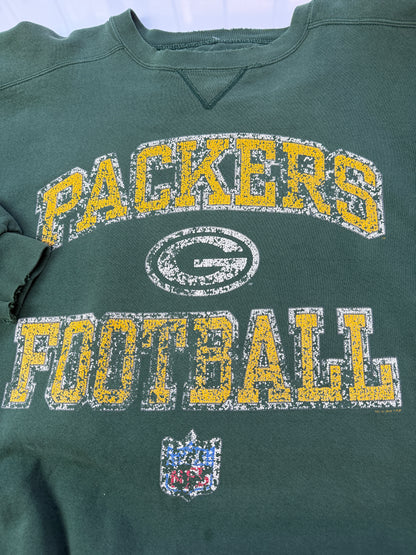 Vintage 90s Green Bay Packers NFL Football Graphic Crewneck Sweatshirt Size XL