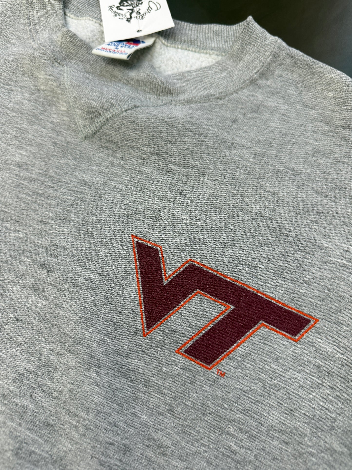 Vintage 90s Virginia Tech Hokies Graphic Collegiate Russell Atheltic Sweatshirt Size M