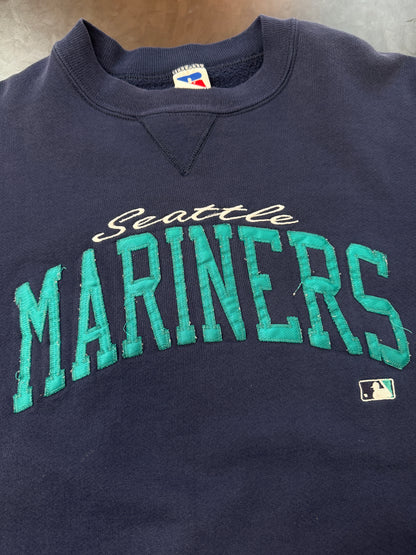 Vintage 90s Seattle Mariners MLB Baseball Embroidered Russell Athletic Sweatshirt Size L