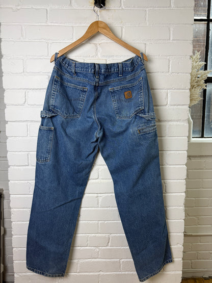 Vintage Carhartt Carpenter Work Wear Denim Stonewash Denim Jeans Pants 36W