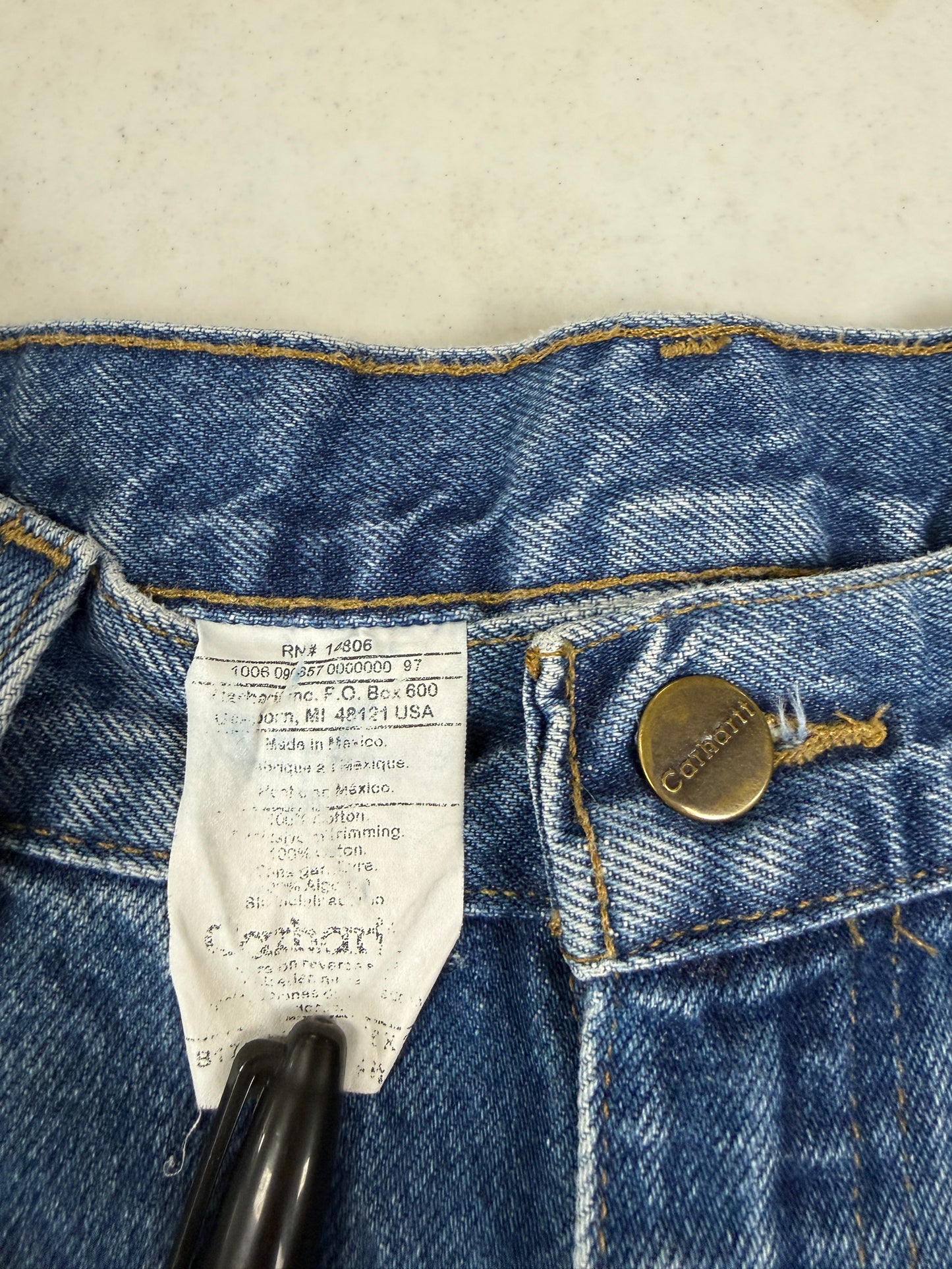 Vintage Carhartt Carpenter Work Wear Denim Stonewash Denim Jeans Pants 36W
