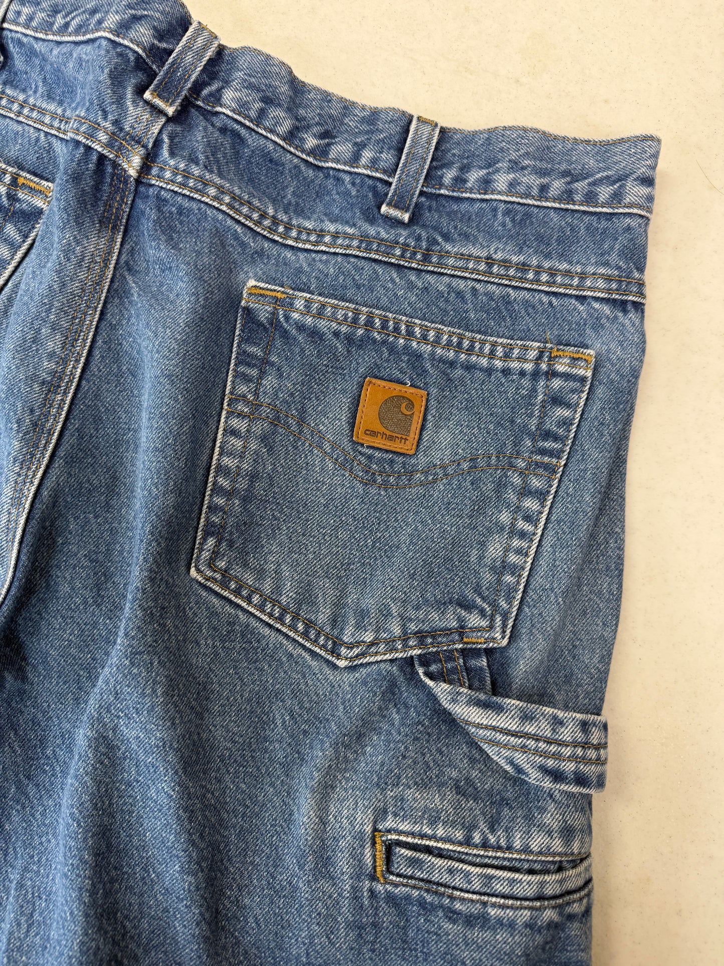 Vintage Carhartt Carpenter Work Wear Denim Stonewash Denim Jeans Pants 36W