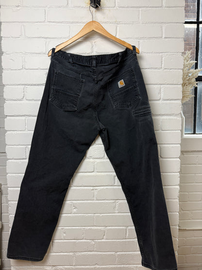 Carhartt Relaxed Fit Carpenter Work Wear Faded Black Pants Size 37W