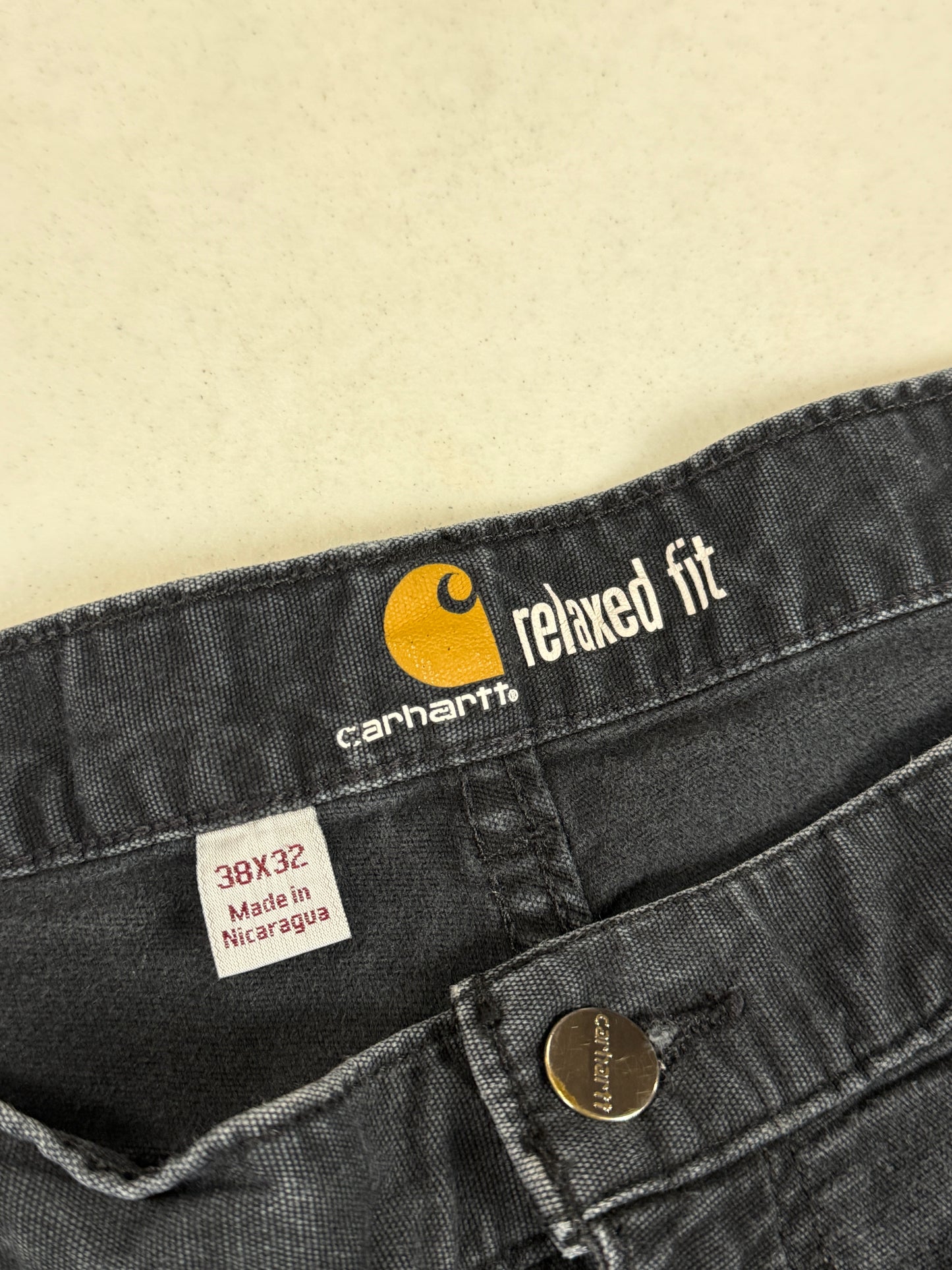 Carhartt Relaxed Fit Carpenter Work Wear Faded Black Pants Size 37W