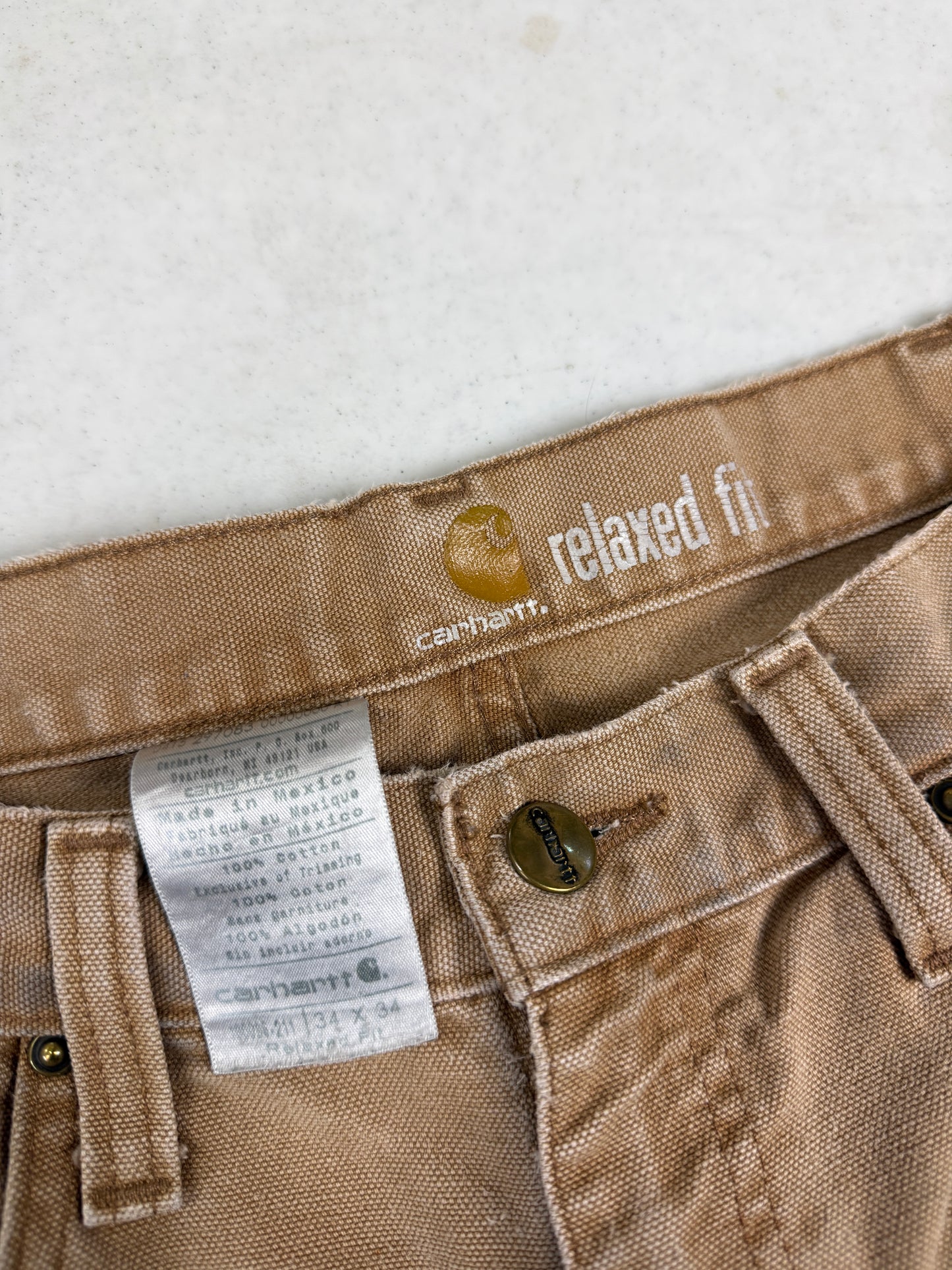 Carhartt Work Wear Relaxed Fit Canvas Beige Pants Size 33W