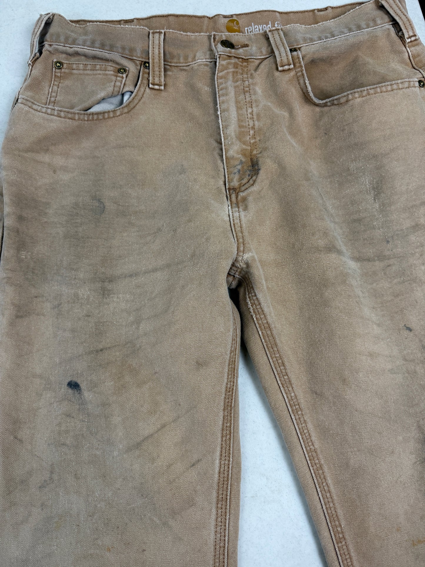 Carhartt Work Wear Relaxed Fit Canvas Beige Pants Size 33W