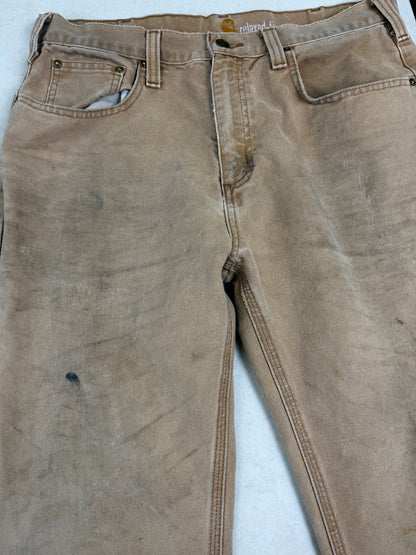 Carhartt Work Wear Relaxed Fit Canvas Beige Pants Size 33W