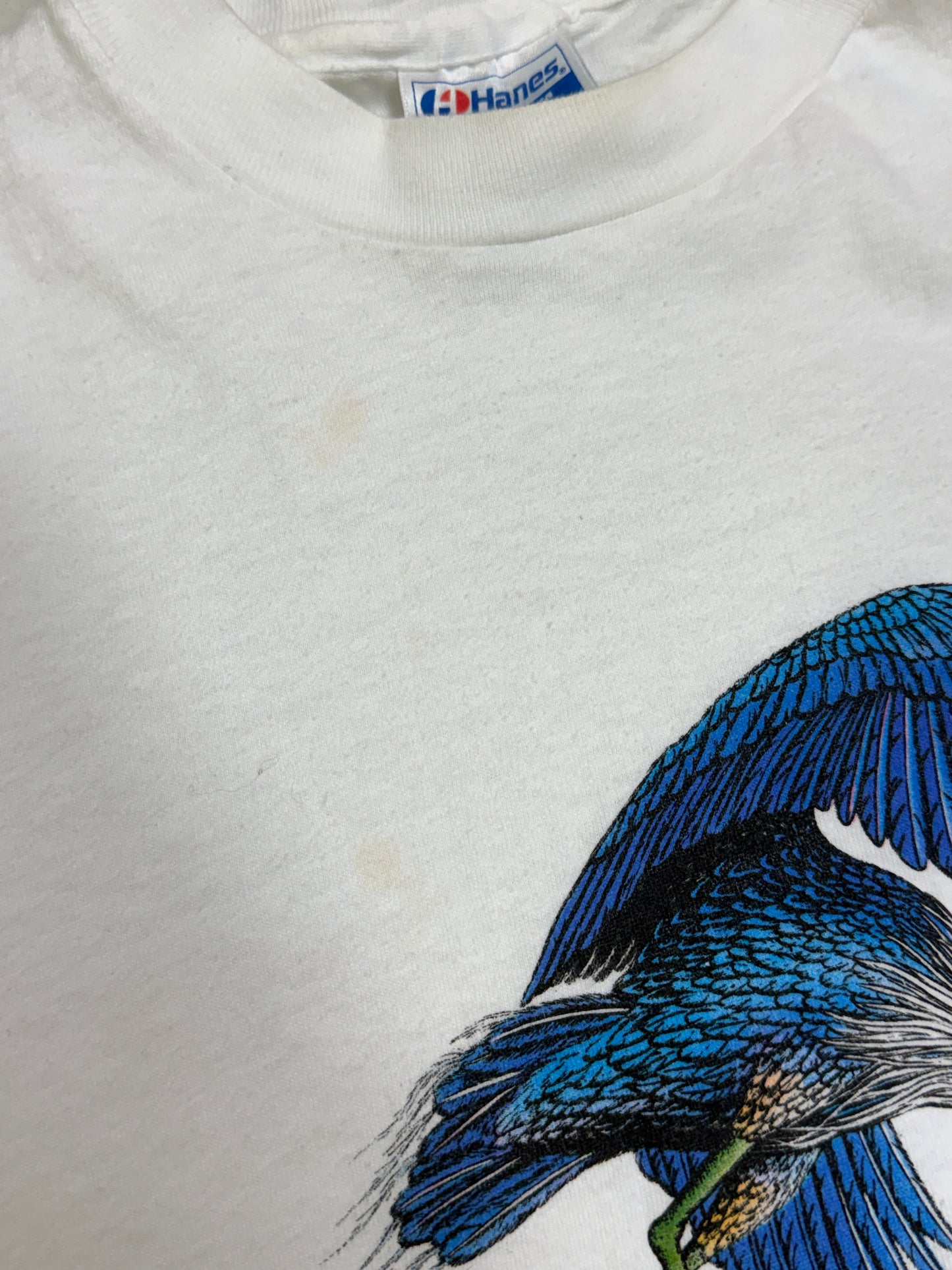 Vintage 1989 Great Blue Heron Animal Graphic T Shirt Size XL 80s