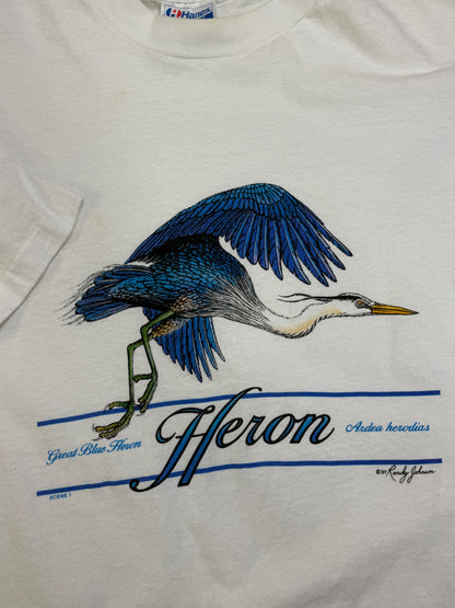 Vintage 1989 Great Blue Heron Animal Graphic T Shirt Size XL 80s