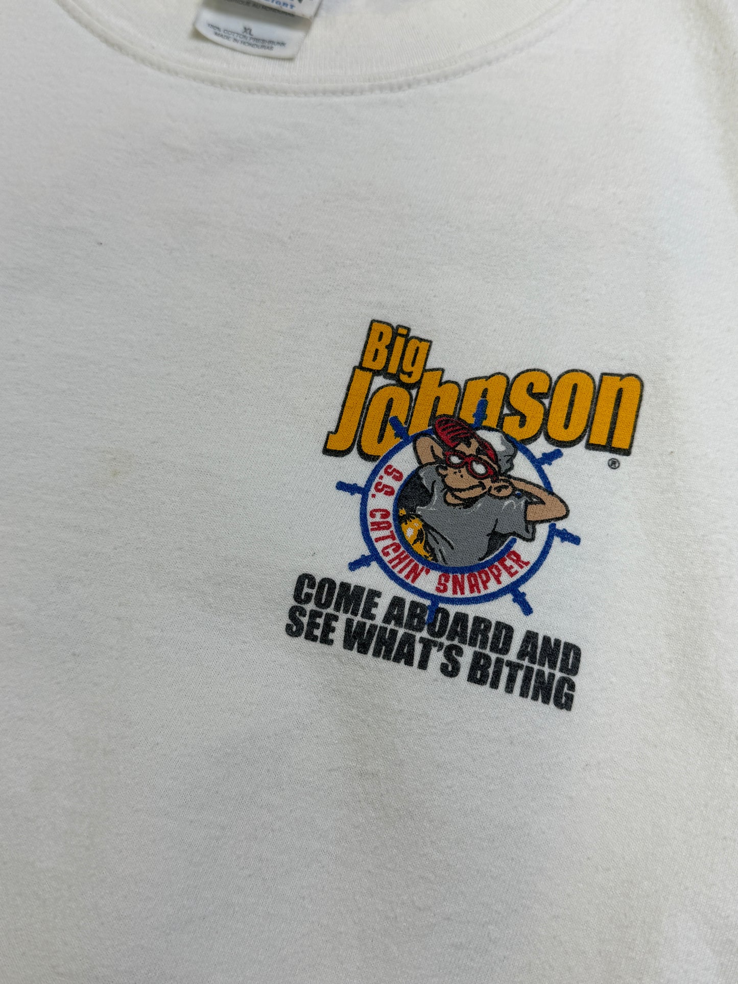 Vintage 2002 Big Johnson Head Boats Humour Funny Graphic T Shirt Size XL