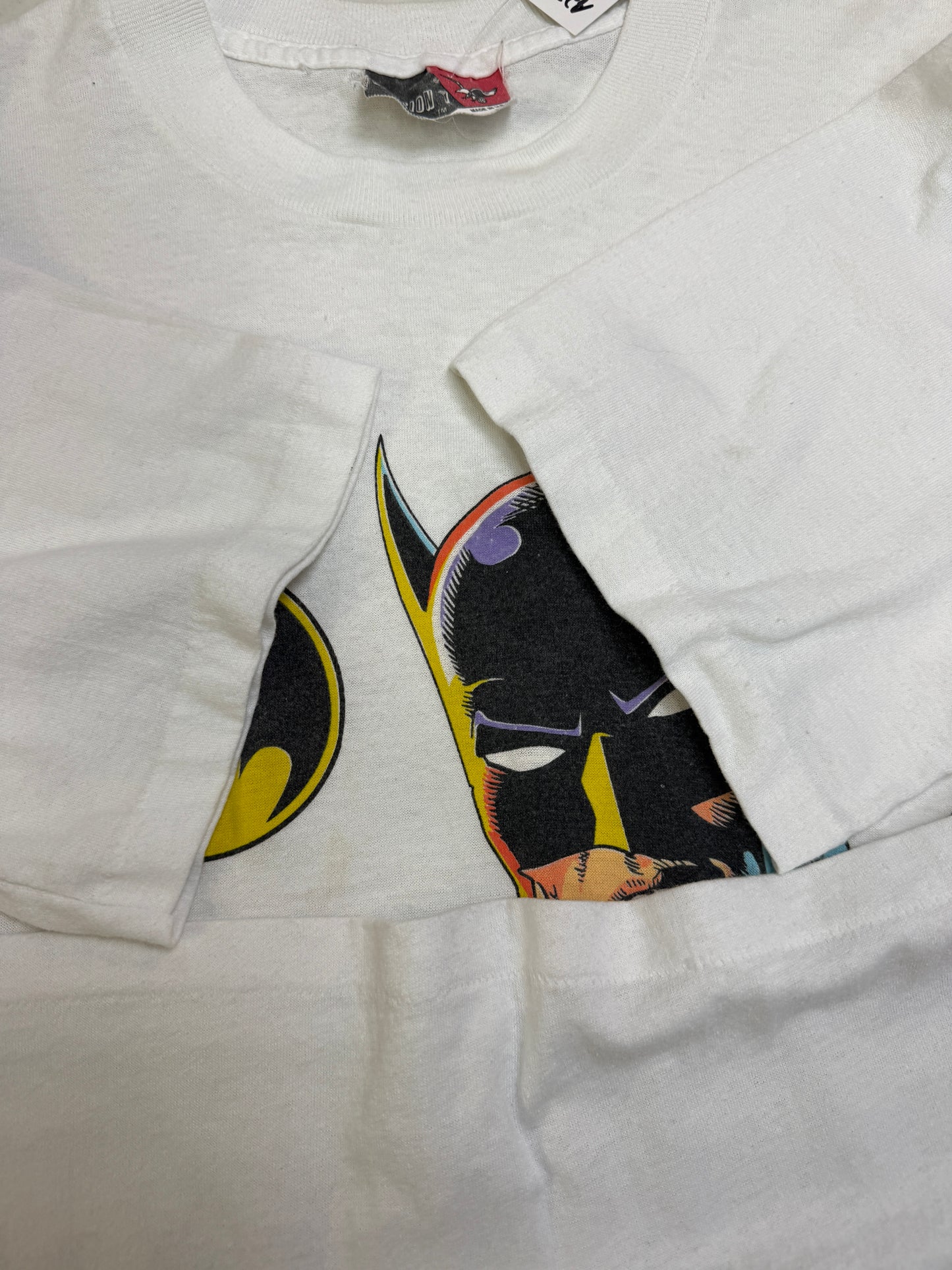 Vintage 1989 Batman DC Comics Graphic Big Face Cartoon T Shirt Size L 80s