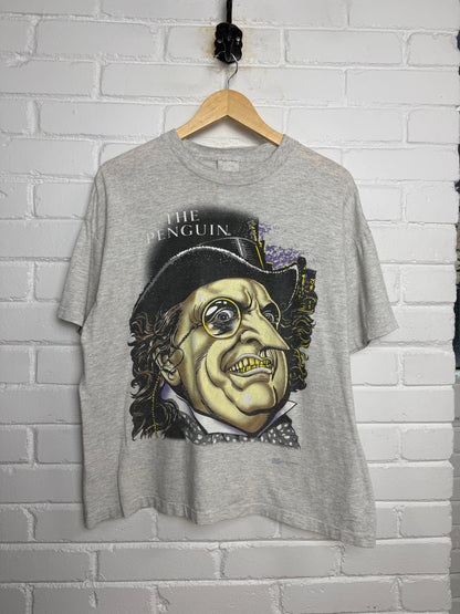 Vintage 1992 The Penguin Batman DC Comics Animated Movie Promo T Shirt Size L