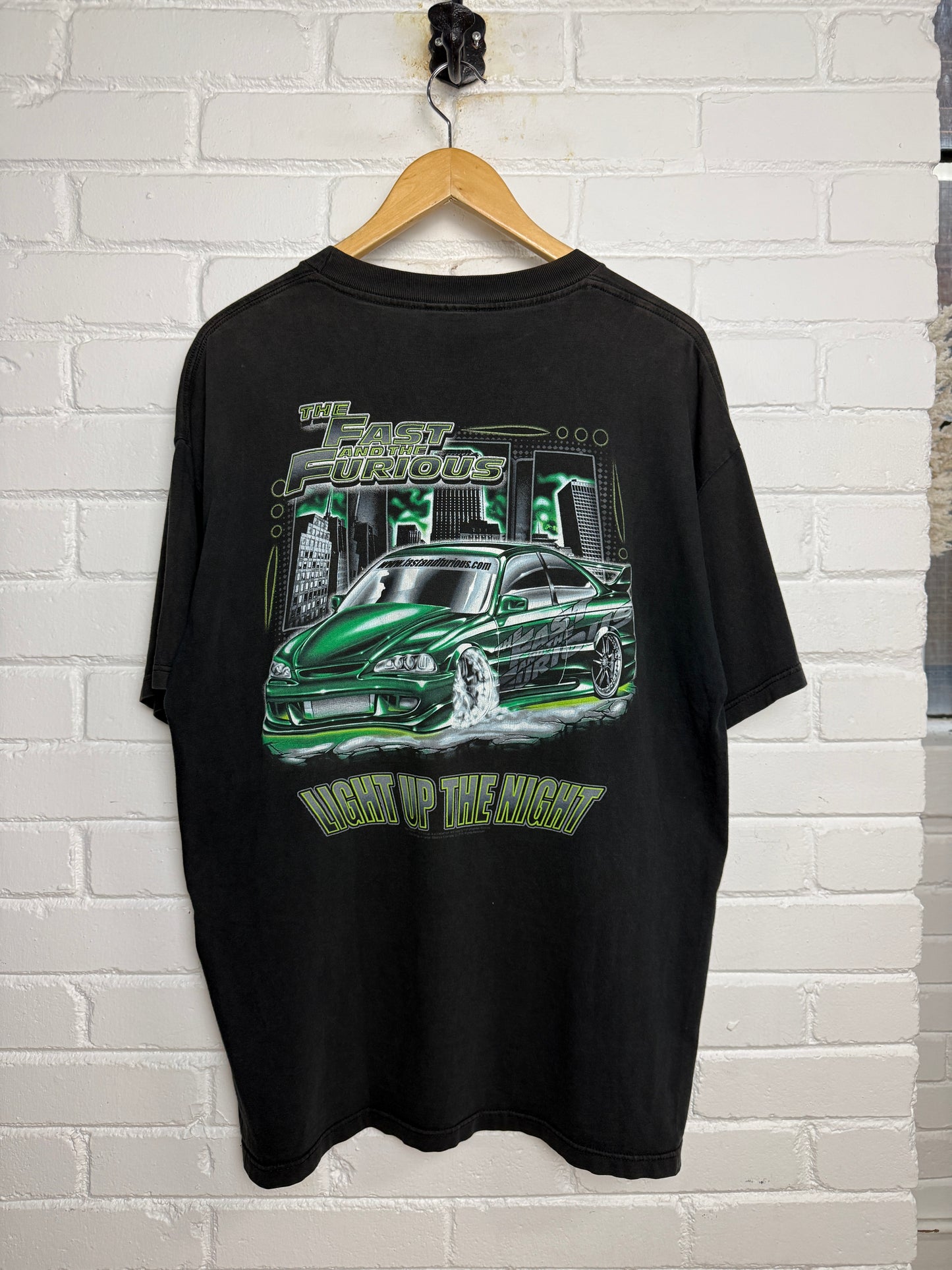 Vintage The Fast And The Furious Light Up The Night Car Neon Movie Promo T Shirt Size XL