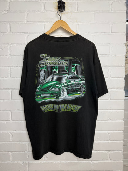 Vintage The Fast And The Furious Light Up The Night Car Neon Movie Promo T Shirt Size XL