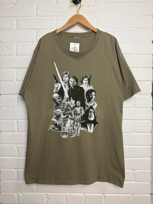 Vintage 1995 Star Wars The Rebels Against The Empire Yoda Anakin Padme Movie Promo T Shirt Size XXL