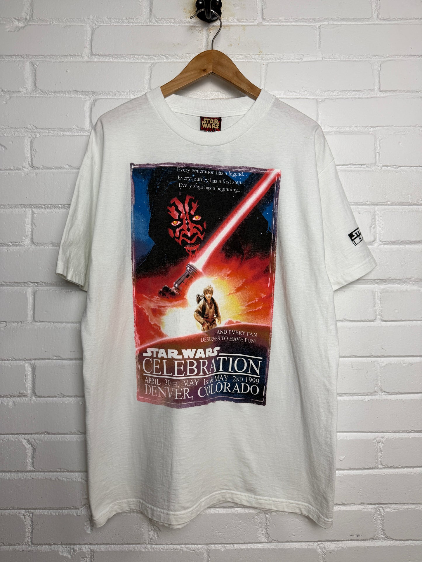 Vintage 1999 Star Wars Episode 1 The Phantom Menace Darth Maul Movie Promo T Shirt Size XL