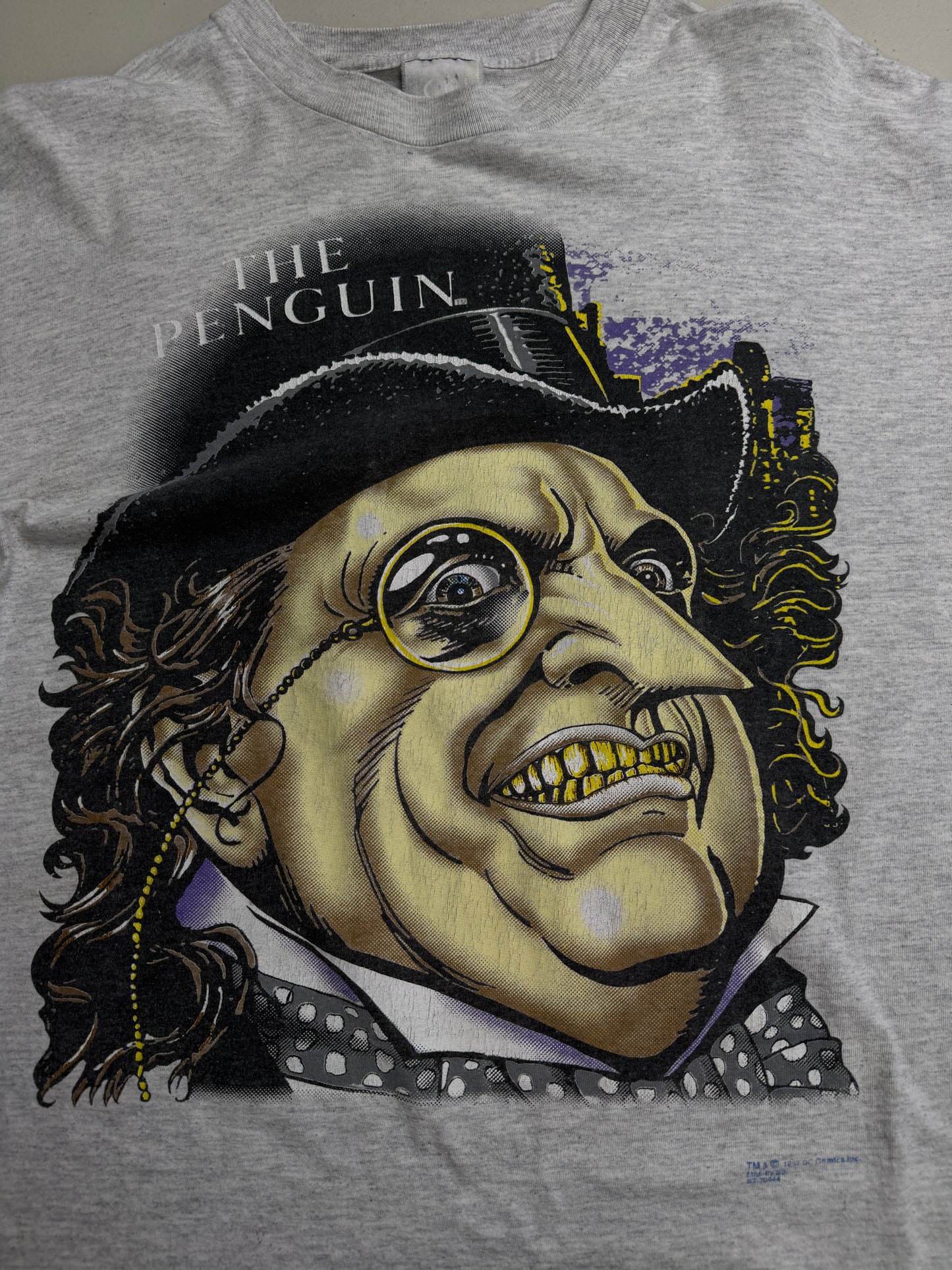 Vintage 1992 The Penguin Batman DC Comics Animated Movie Promo T Shirt Size L