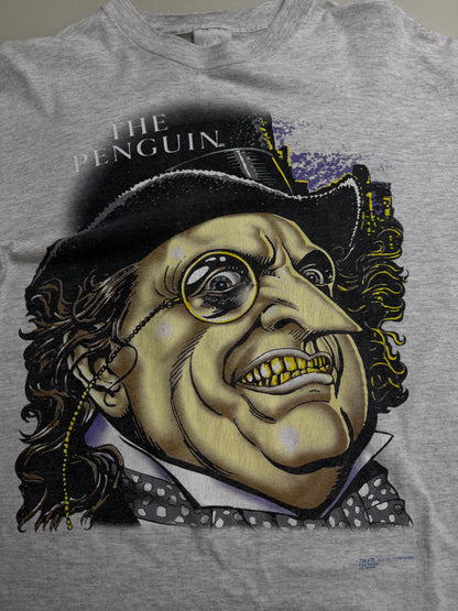 Vintage 1992 The Penguin Batman DC Comics Animated Movie Promo T Shirt Size L