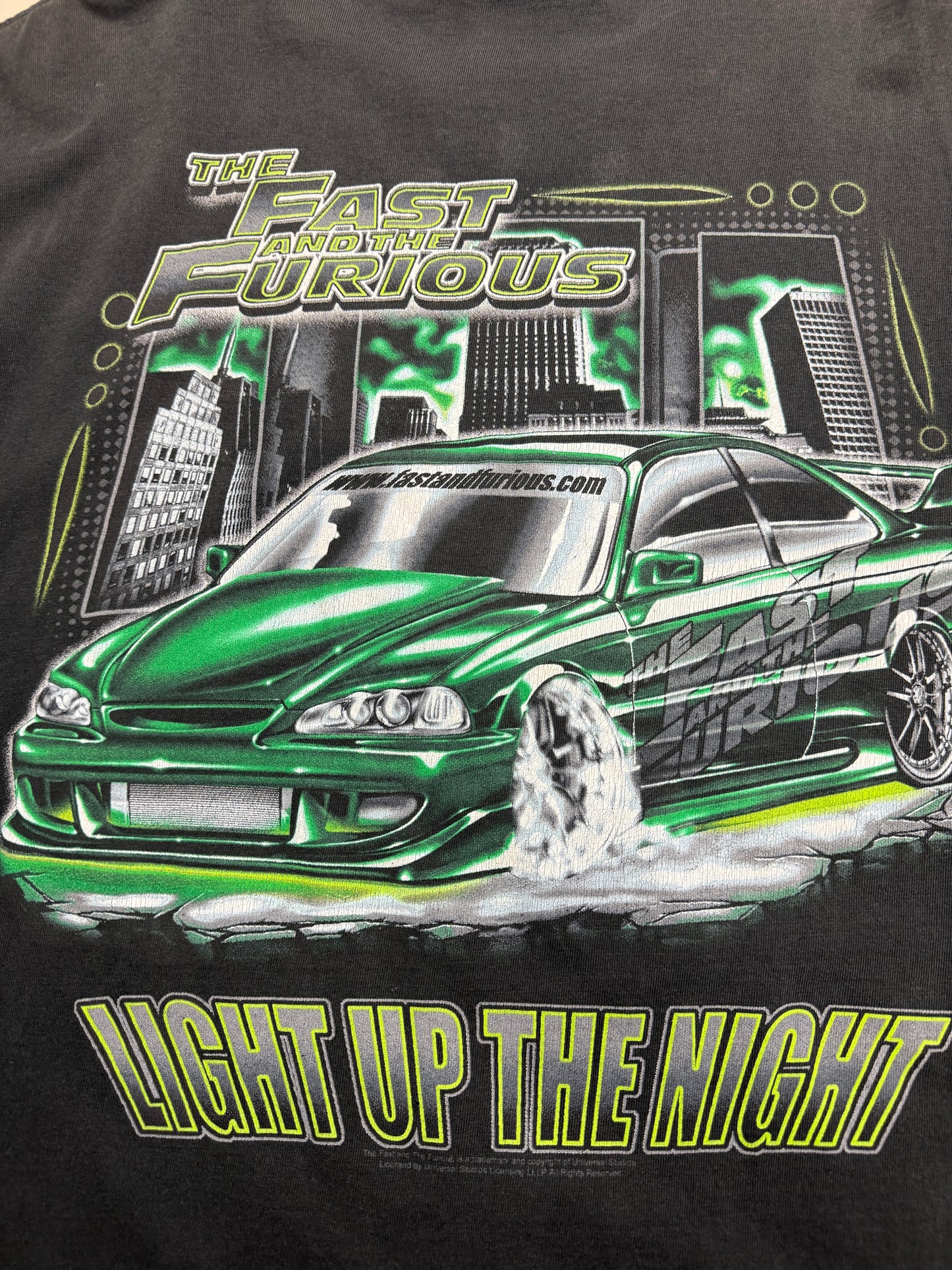 Vintage The Fast And The Furious Light Up The Night Car Neon Movie Promo T Shirt Size XL