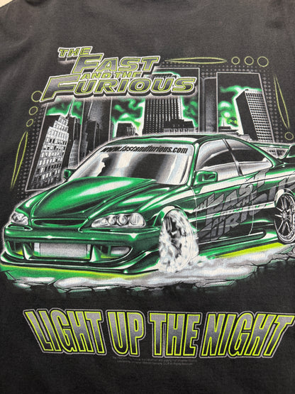 Vintage The Fast And The Furious Light Up The Night Car Neon Movie Promo T Shirt Size XL