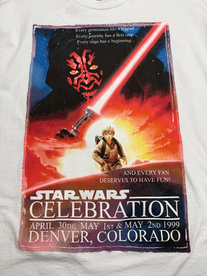 Vintage 1999 Star Wars Episode 1 The Phantom Menace Darth Maul Movie Promo T Shirt Size XL