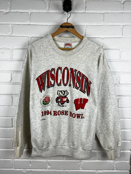 Vintage 1994 Wisconsin Badgers Rose Bowl Football NCAA Nutmeg Sweatshirt Size XL 90s